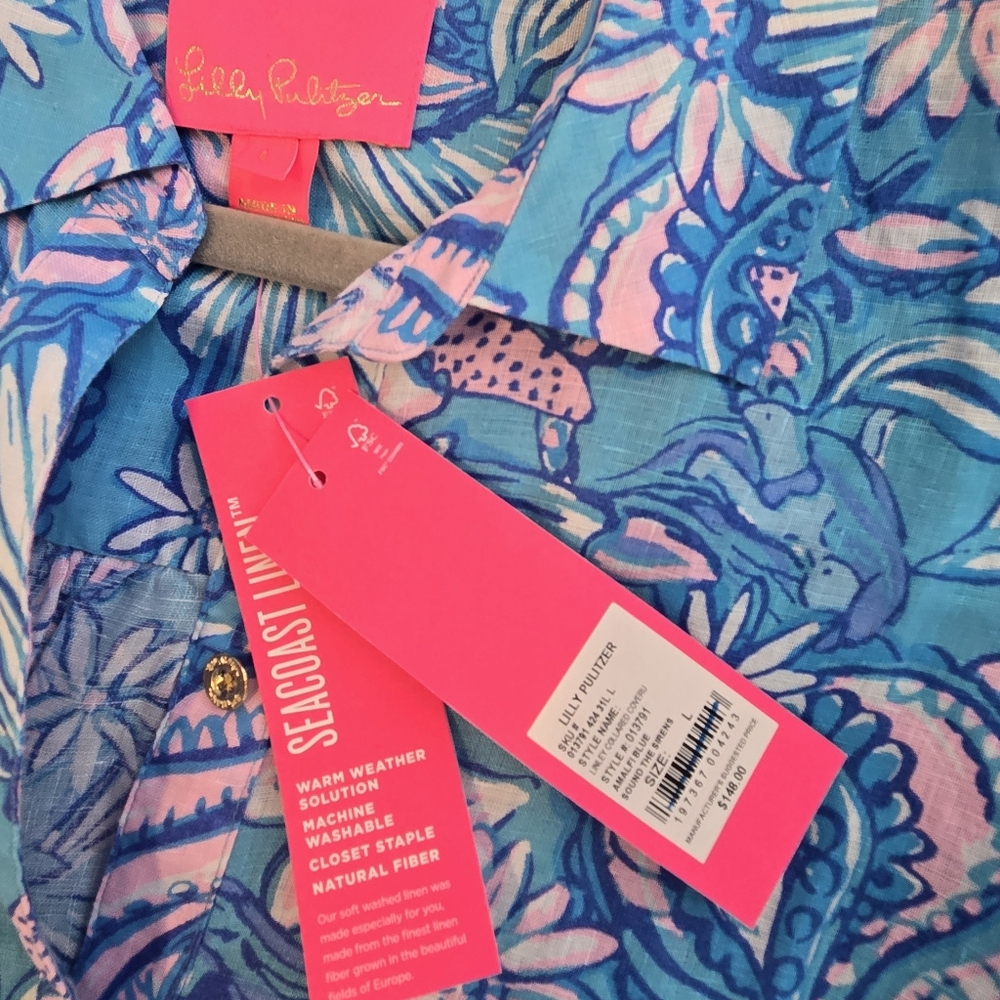 Blue and Pink Floral Button-Up Dress - Picture 4 of 4